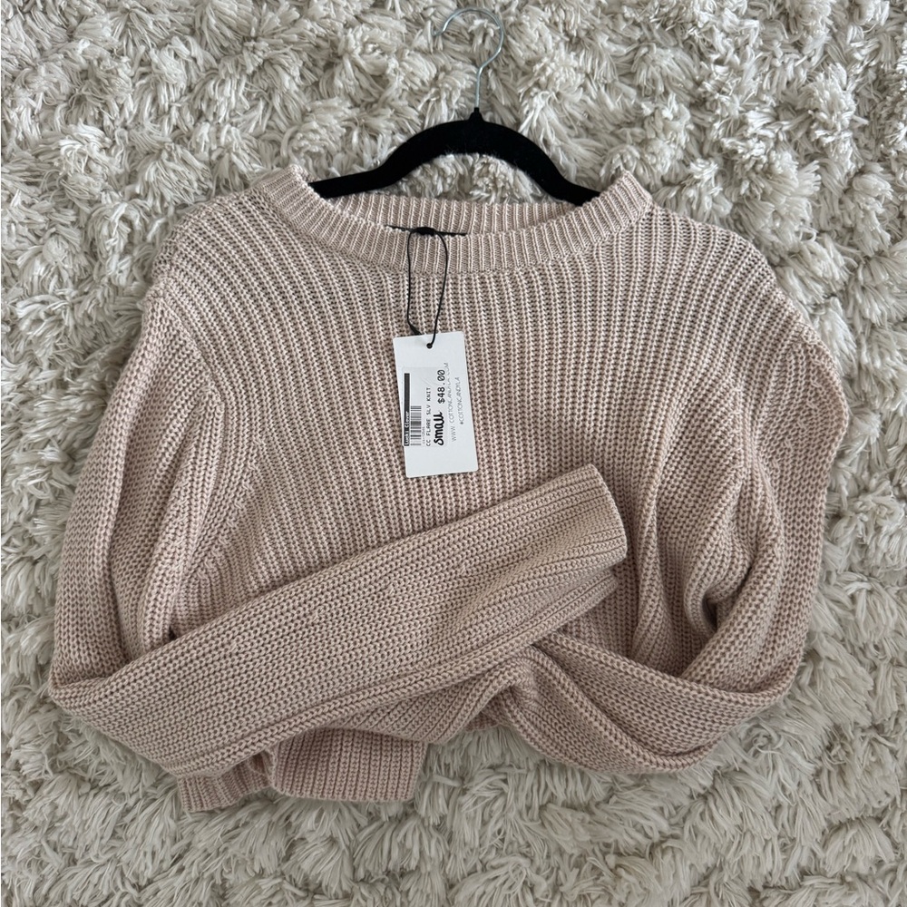 Cotton Candy Women's Ribbed Knit Sweater - Cream